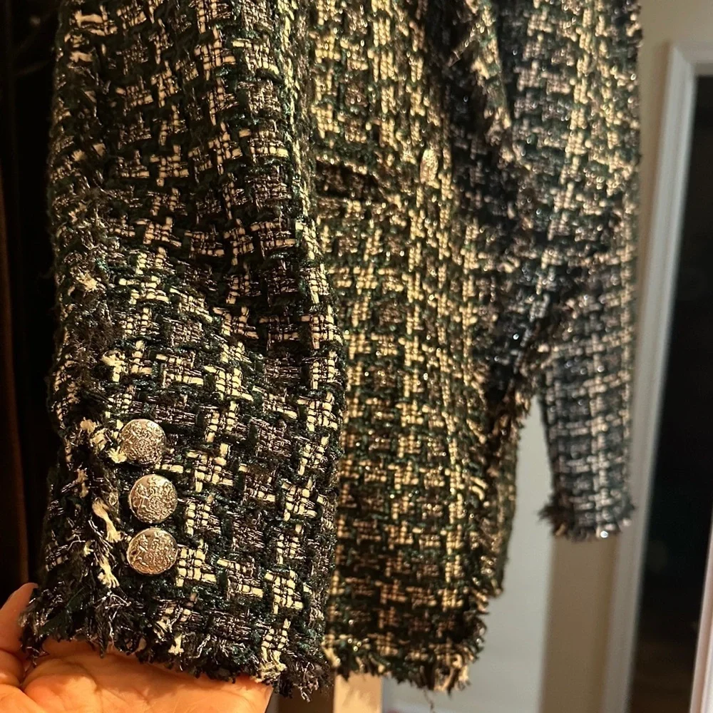 Rachel Zoe Monochrome Tweed Blazer xs